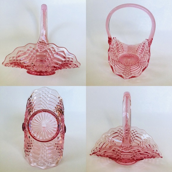 Glass Bridal Basket With Handle - Picture 3 of 4